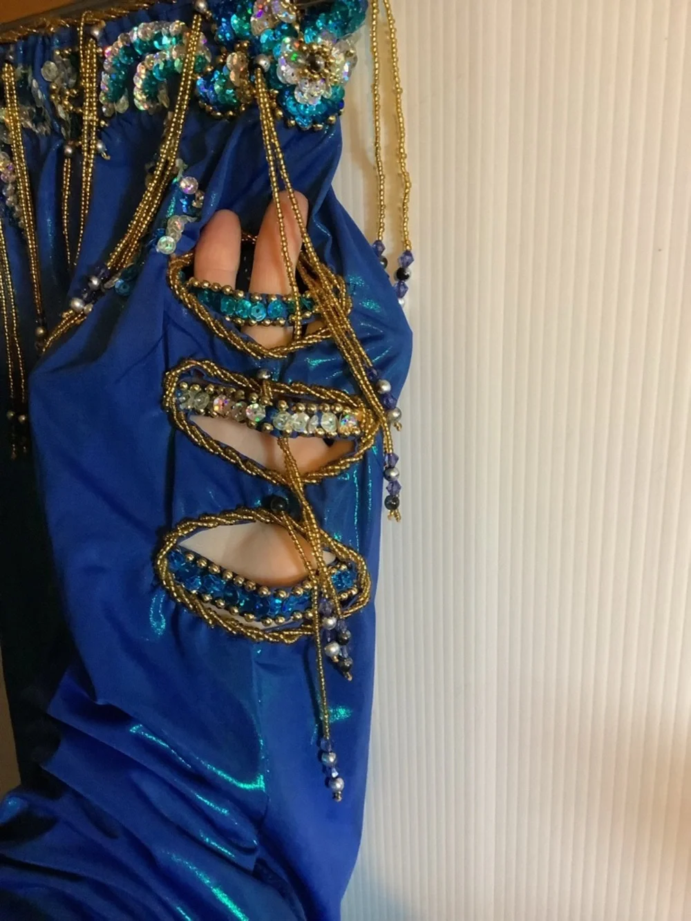 Hand made kids Royal Blue Beaded Halter Dress